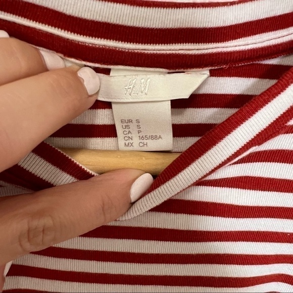 h&m Women Stripe Long Sleeve Ruffle Drop Blouse/Top- Size S - Picture 6 of 8